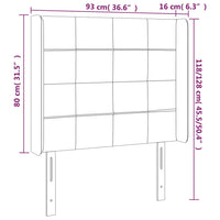 Testiera ad Orecchio Grigio Scuro 93x16x118/128 cm in Velluto cod mxl 51231