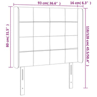 Testiera ad Orecchio Nera 93x16x118/128 cm in Velluto 3119621