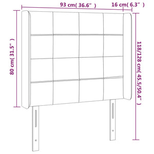 Testiera ad Orecchio Nera 93x16x118/128 cm in Velluto 3119621