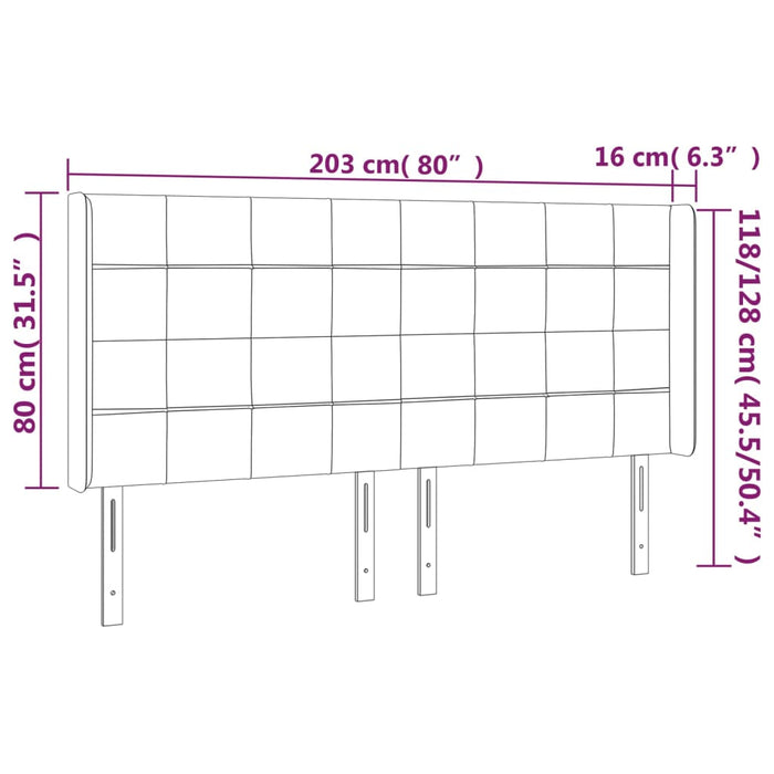 Testiera ad Orecchio Rosa 203x16x118/128 cm in Velluto 3119651