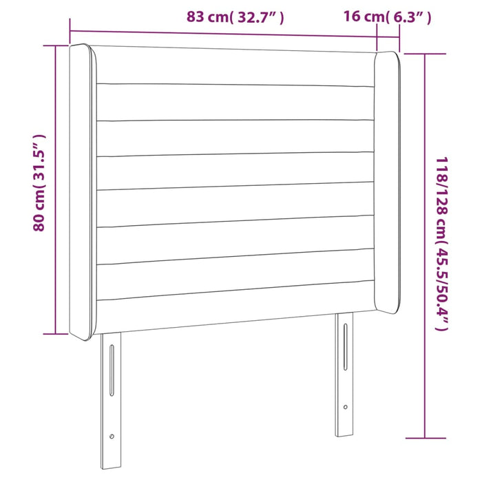 Testiera ad Orecchio Tortora 83x16x118/128 cm in Tessuto 3119698