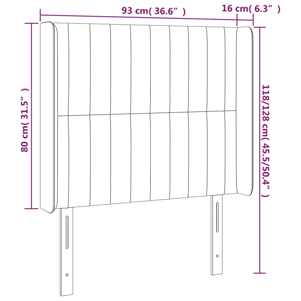 Testiera ad Orecchio Tortora 93x16x118/128 cm in Tessuto 3119804