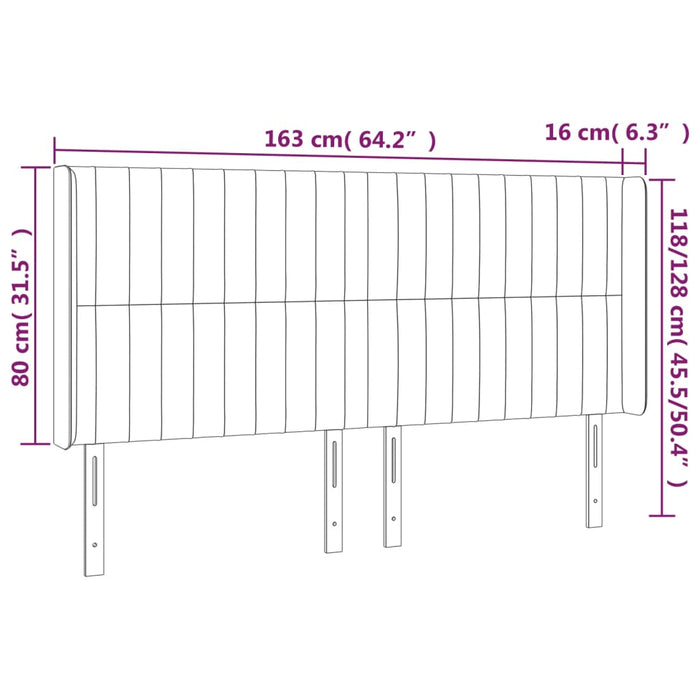 Testiera ad Orecchio Tortora 163x16x118/128 cm in Tessuto 3119828