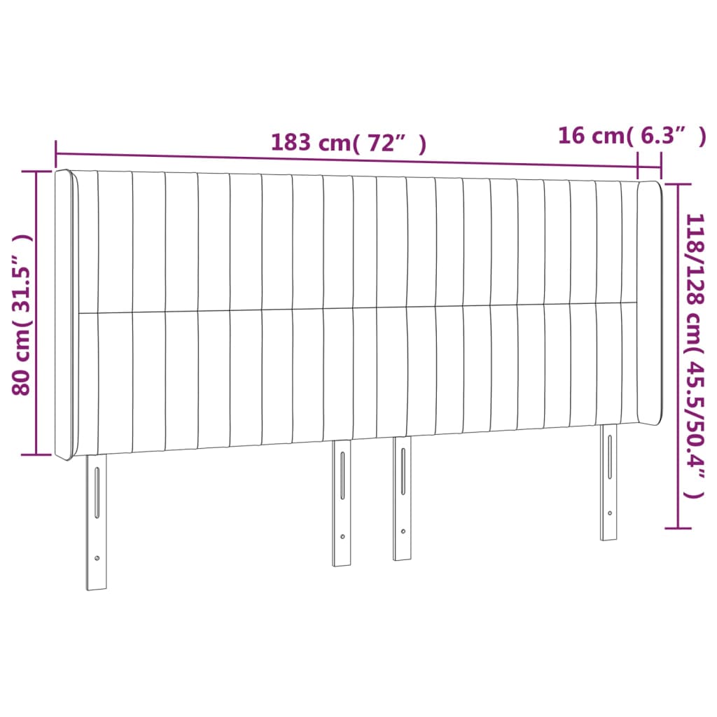 Testiera ad Orecchio Tortora 183x16x118/128 cm in Tessuto 3119836