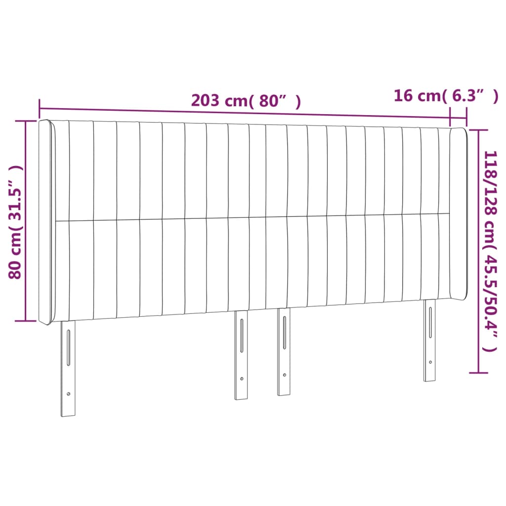 Testiera ad Orecchio Tortora 203x16x118/128 cm in Tessuto 3119844