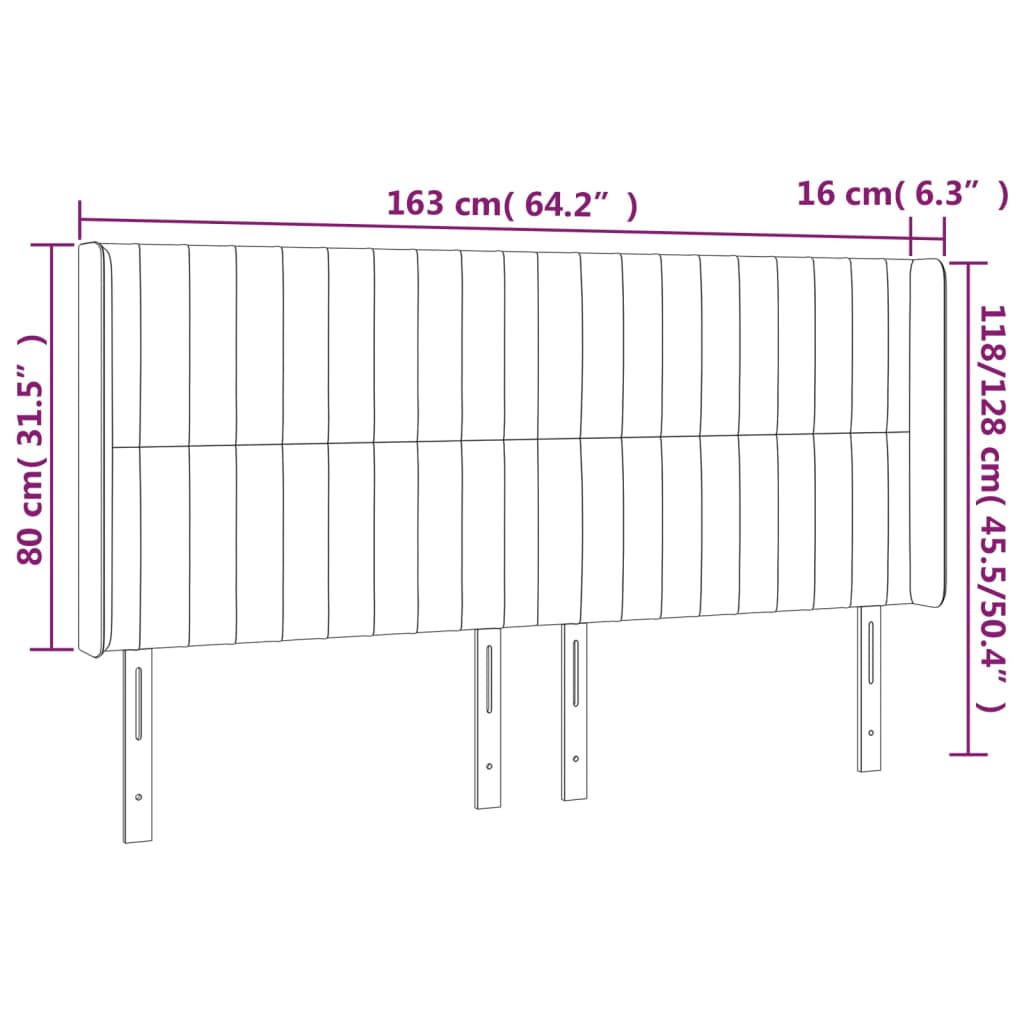 Testiera ad Orecchio Grigio Chiaro 163x16x118/128 cm in Velluto 3119872