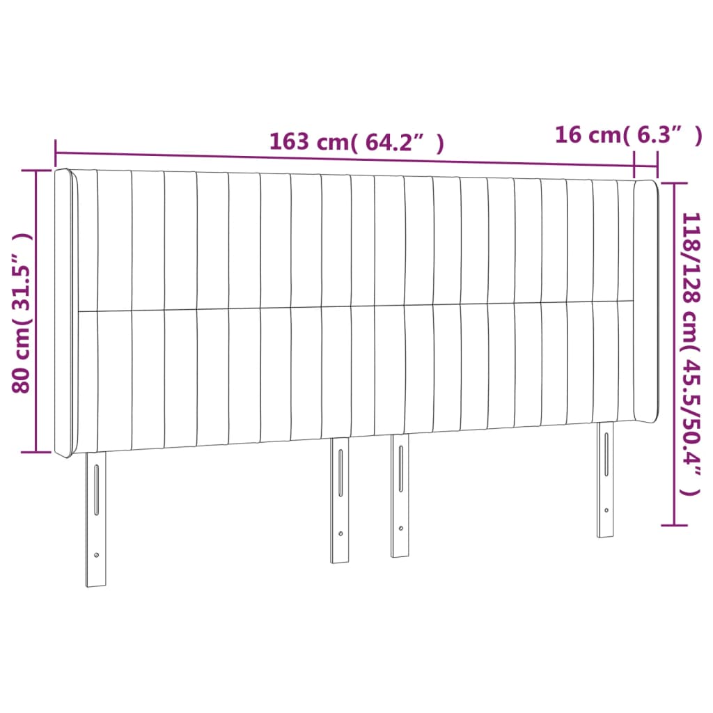 Testiera ad Orecchio Rosa 163x16x118/128 cm in Velluto 3119877