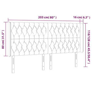 Testiera ad Orecchio Nera 203x16x118/128 cm in Velluto 3119984