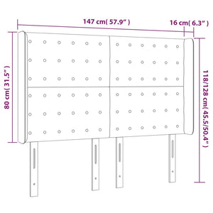 Testiera ad Orecchio Nera 147x16x118/128 cm in Tessuto 3120014