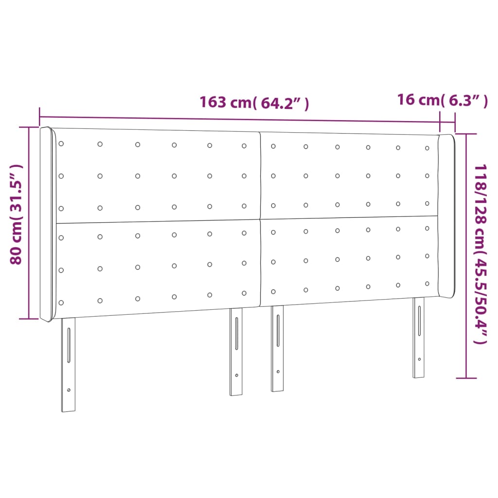 Testiera ad Orecchio Marrone Scuro 163x16x118/128 cm in Tessuto cod mxl 50156