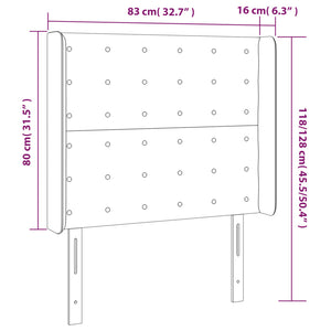 Testiera ad Orecchio Grigio Scuro 83x16x118/128 cm in Velluto cod mxl 53270