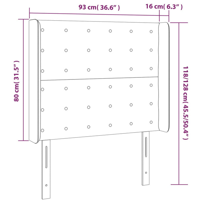 Testiera ad Orecchio Grigio Chiaro 93x16x118/128 cm in Velluto cod mxl 51080