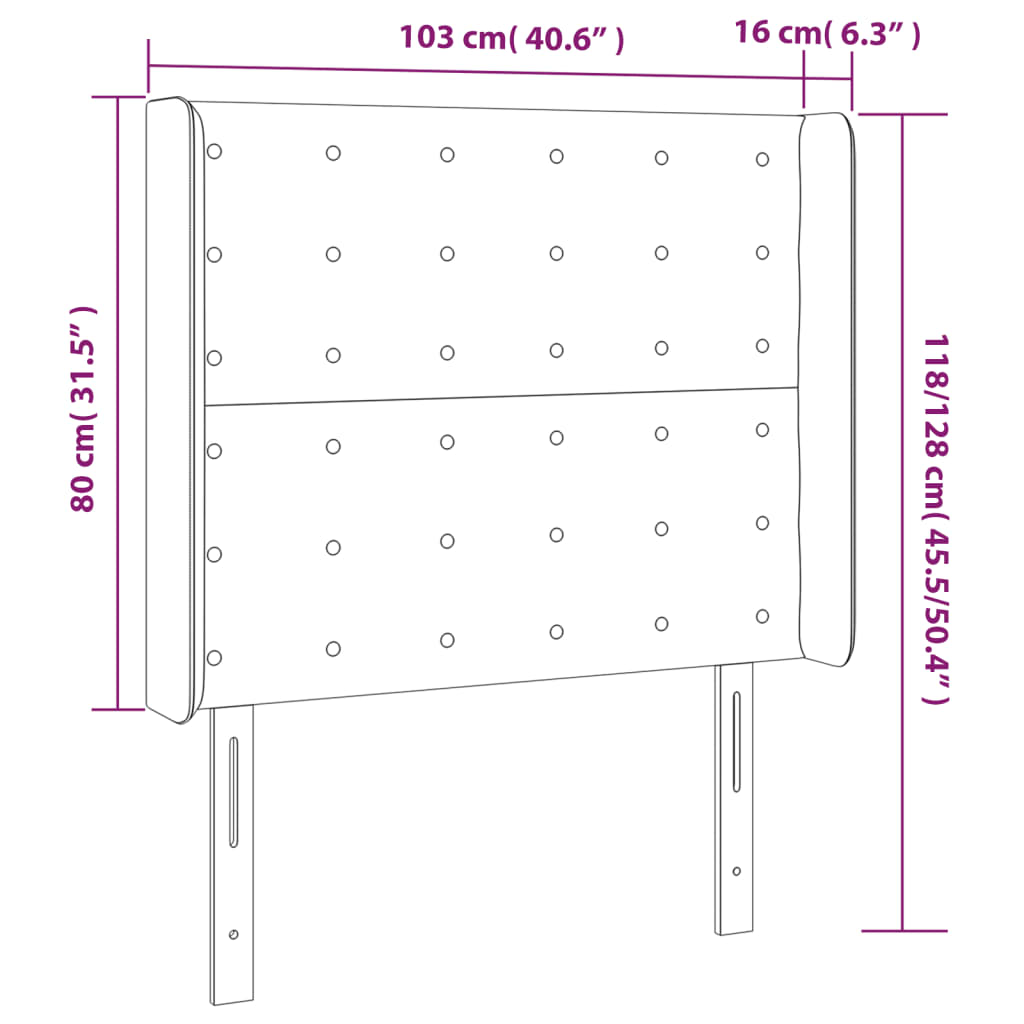 Testiera ad Orecchio Grigio Chiaro 103x16x118/128 cm in Velluto 3120056