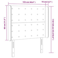 Testiera ad Orecchio Grigio Chiaro 103x16x118/128 cm in Velluto 3120056