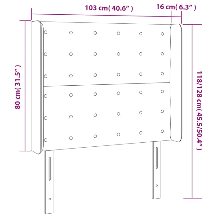 Testiera ad Orecchio Grigio Chiaro 103x16x118/128 cm in Velluto 3120056