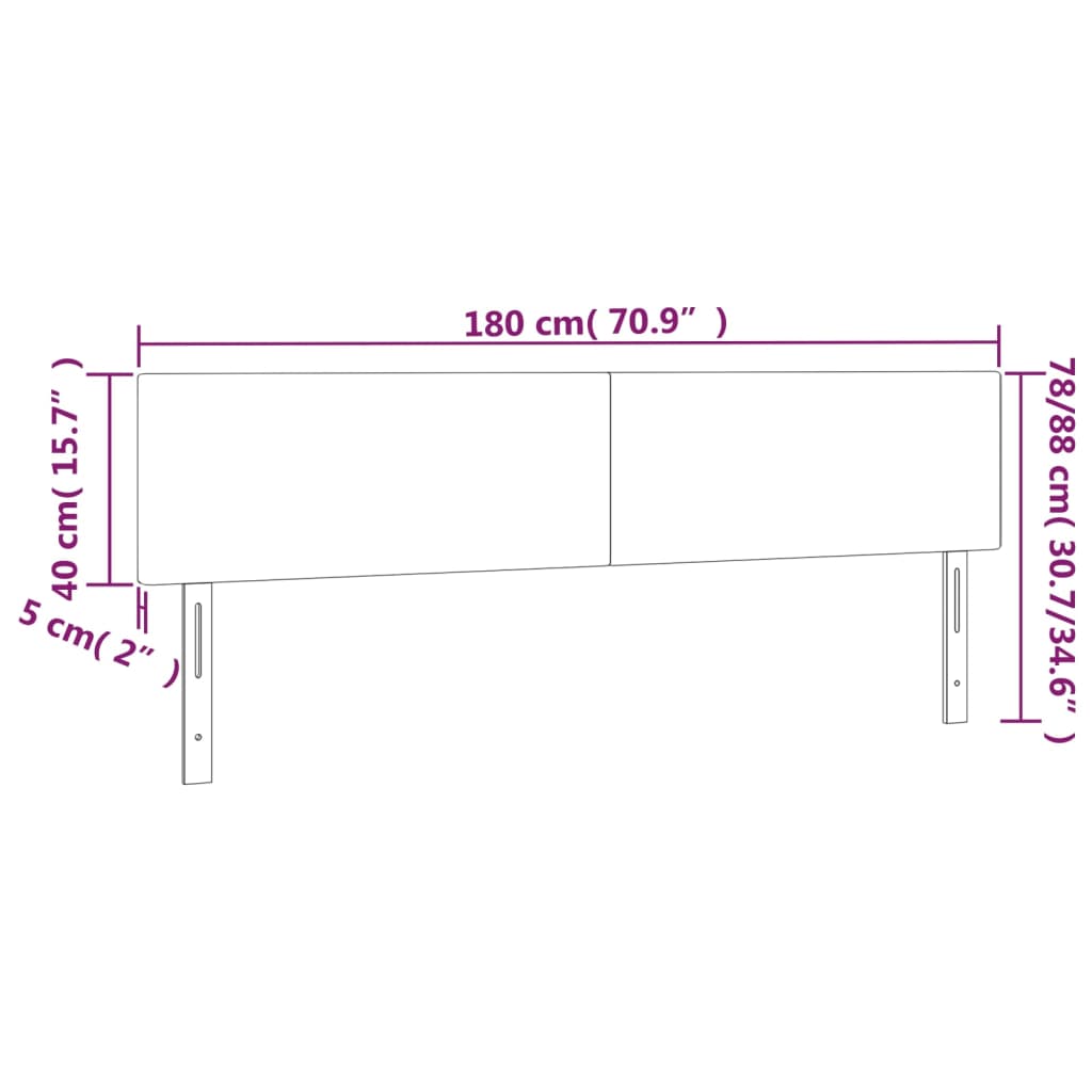 Testiera a LED Grigio Scuro 180x5x78/88 cm in Tessuto cod mxl 53279