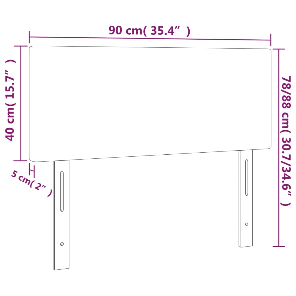 Testiera a LED Grigio Scuro 90x5x78/88 cm in Velluto cod mxl 49972