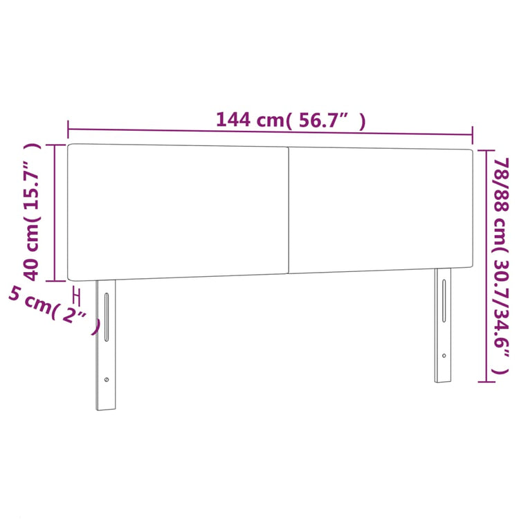 Testiera a LED Grigio Scuro 144x5x78/88 cm in Velluto cod mxl 48658