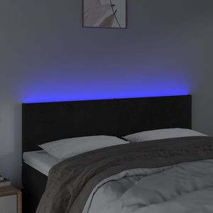 Testiera a LED Nera 144x5x78/88 cm in Velluto 3121382