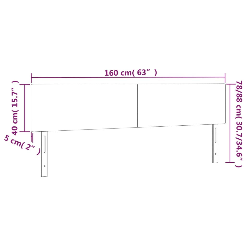 Testiera a LED Nera 160x5x78/88 cm in Velluto cod mxl 48605