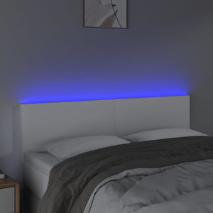 Testiera Bianca a LED 144x5x78/88 cm in Similpelle 3121423