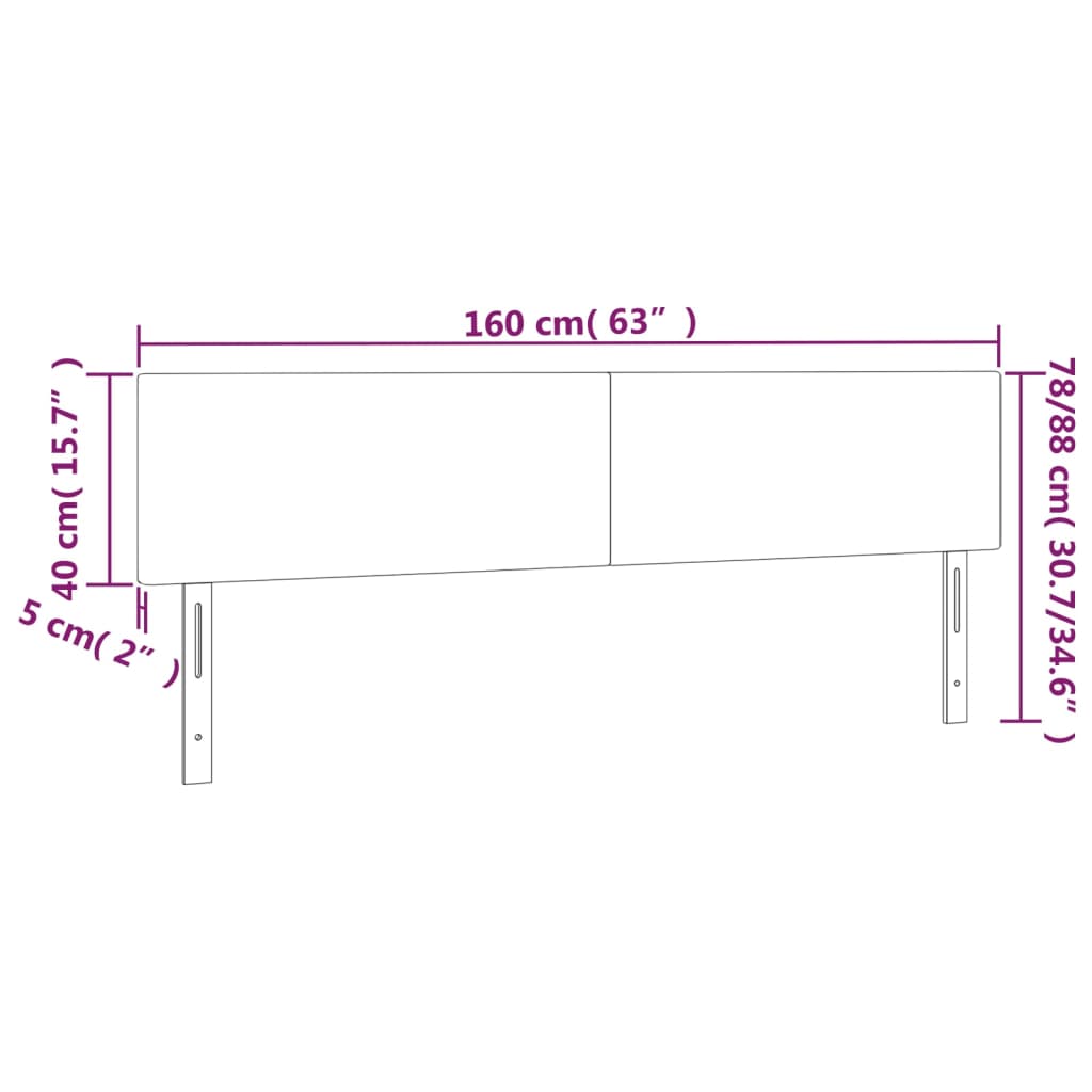 Testiera Cappuccino a LED 160x5x78/88 cm in Similpelle 3121433