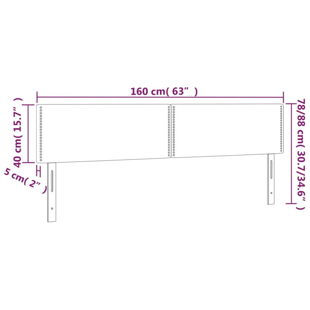 Testiera a LED Grigio Scuro 160x5x78/88 cm in Tessuto cod mxl 49535