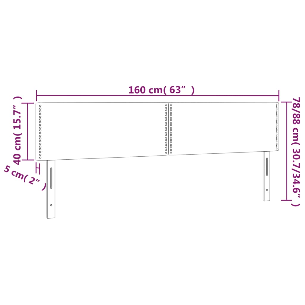 Testiera a LED Tortora 160x5x78/88 cm in Tessuto 3121482