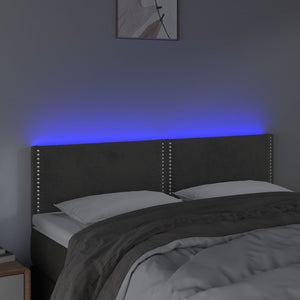 Testiera a LED Grigio Scuro 144x5x78/88 cm in Velluto cod mxl 47778