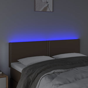 Testiera Marrone a LED 144x5x78/88 cm in Similpelle 3121565