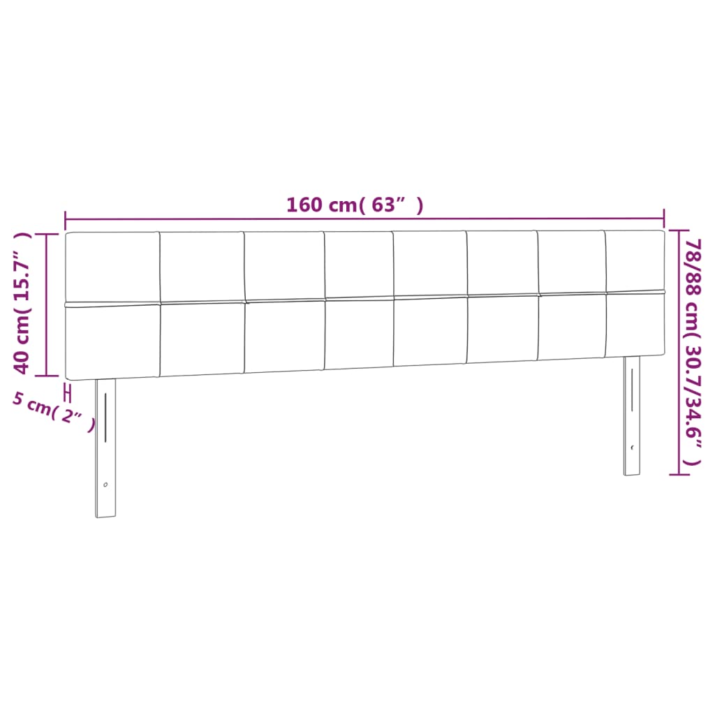 Testiera a LED Tortora 160x5x78/88 cm in Tessuto 3121622