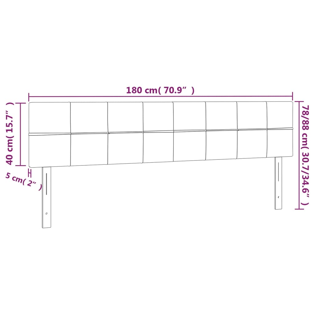 Testiera a LED Grigio Scuro 180x5x78/88 cm in Tessuto 3121627