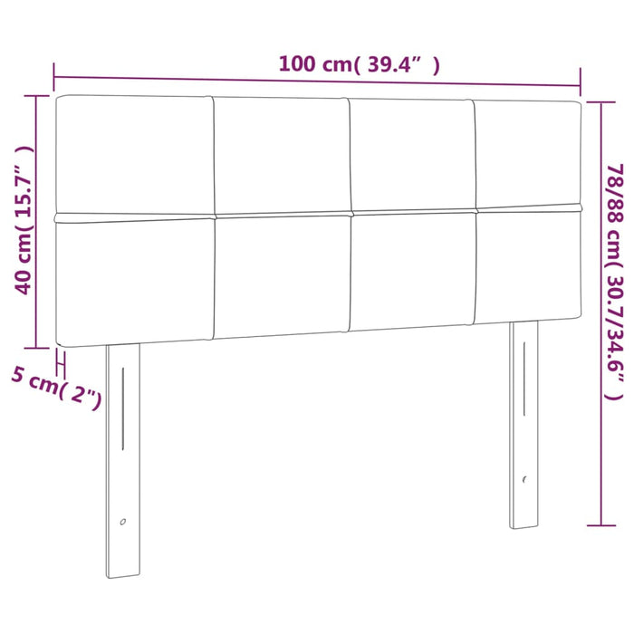 Testiera a LED Grigio Chiaro 100x5x78/88 cm in Velluto cod mxl 50352