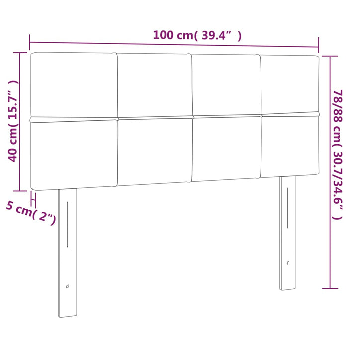 Testiera a LED Nera 100x5x78/88 cm in Velluto 3121656