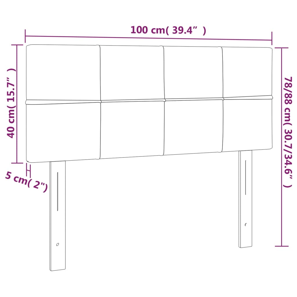 Testiera a LED Rosa 100x5x78/88 cm in Velluto 3121659