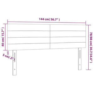 Testiera a LED Tortora 144x5x78/88 cm in Tessuto 3121754