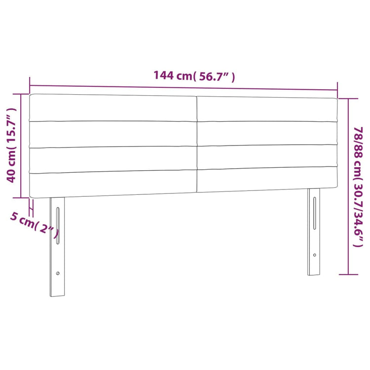 Testiera a LED Crema 144x5x78/88 cm in Tessuto cod mxl 54354