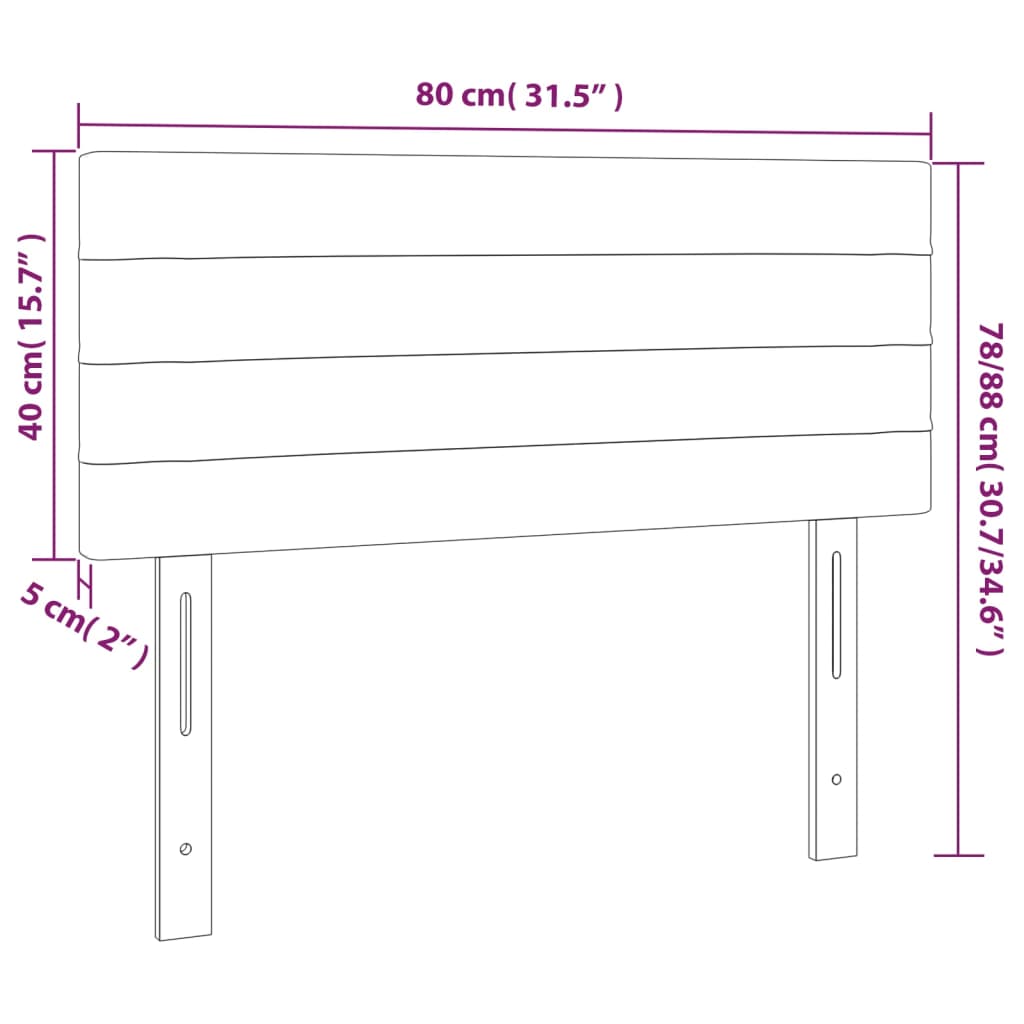 Testiera a LED Grigio Scuro 80x5x78/88 cm in Velluto cod mxl 46991