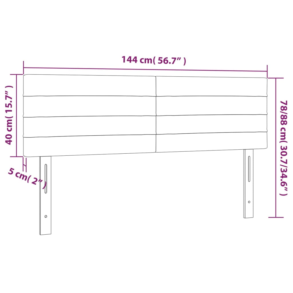 Testiera a LED Grigio Chiaro 144x5x78/88 cm in Velluto cod mxl 53378