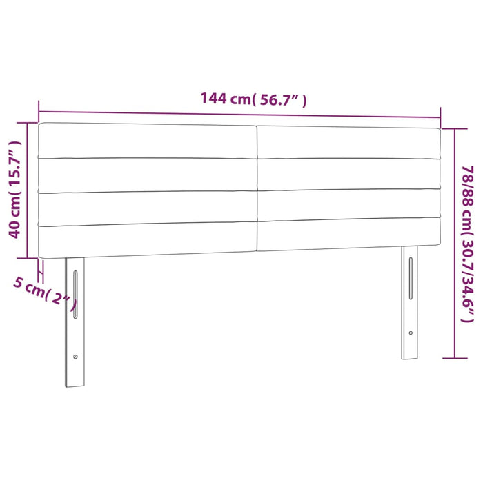 Testiera a LED Grigio Chiaro 144x5x78/88 cm in Velluto cod mxl 53378