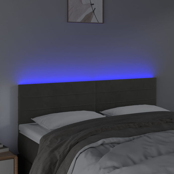 Testiera a LED Grigio Scuro 144x5x78/88 cm in Velluto cod mxl 51675