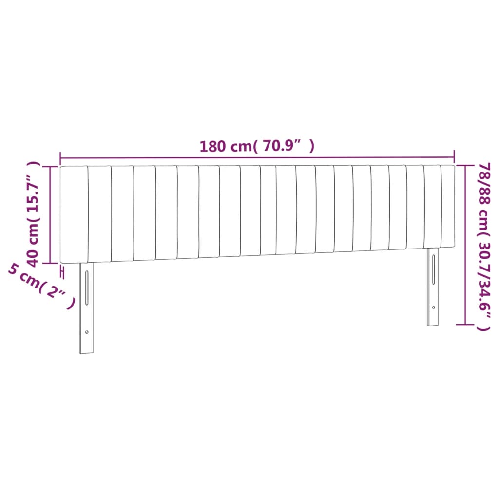 Testiera a LED Grigio Scuro 180x5x78/88 cm in Tessuto cod mxl 50256