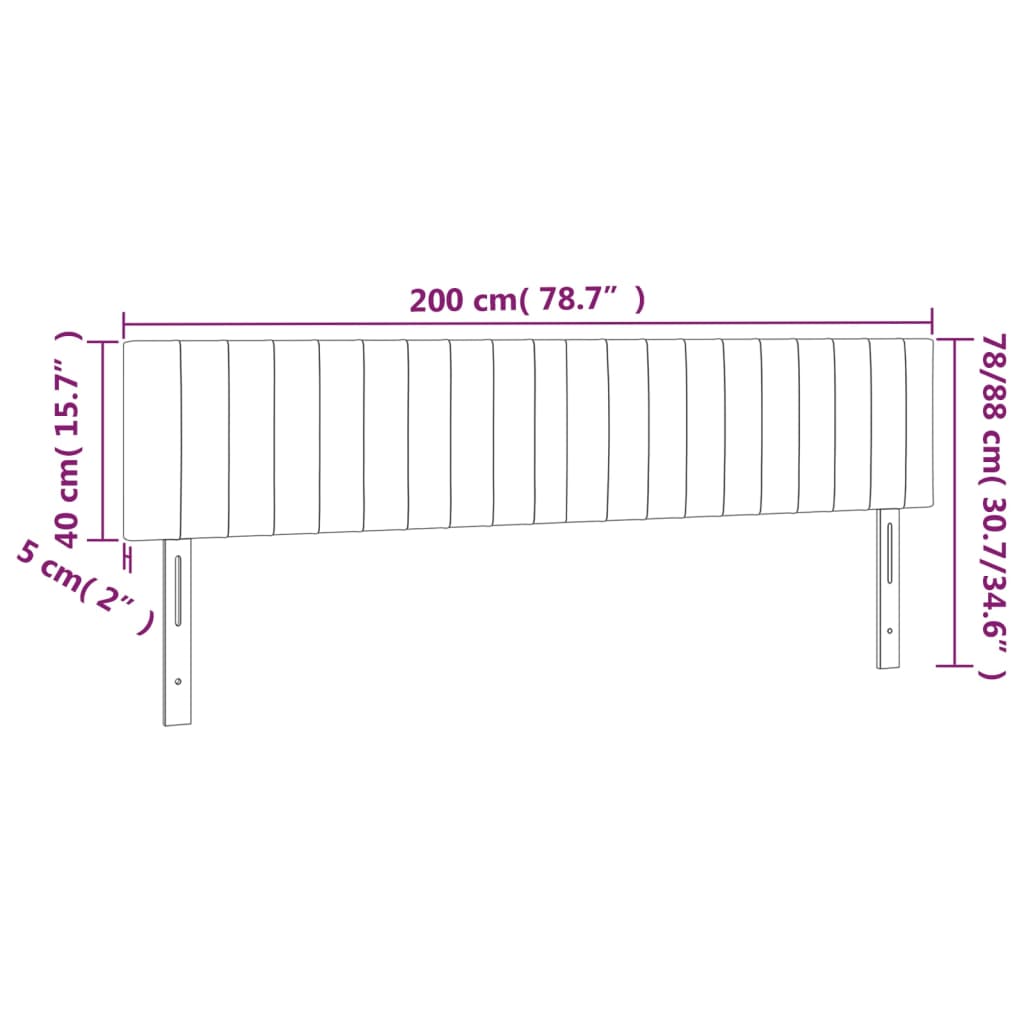 Testiera a LED Marrone Scuro 200x5x78/88 cm in Tessuto cod mxl 46692