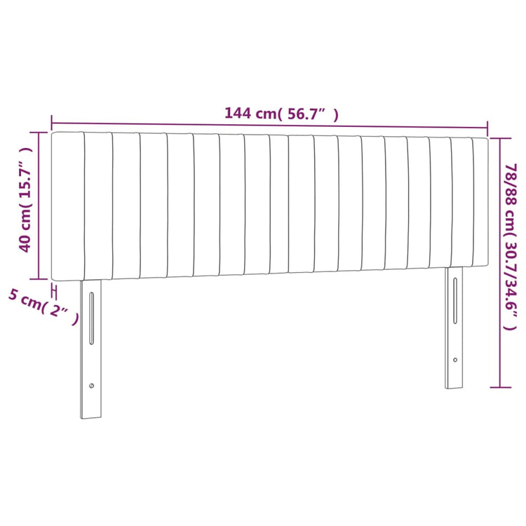 Testiera a LED Grigio Chiaro 144x5x78/88 cm in Velluto cod mxl 41596