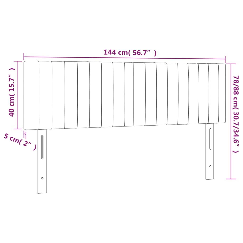 Testiera a LED Grigio Scuro 144x5x78/88 cm in Velluto cod mxl 47749