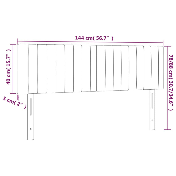 Testiera a LED Grigio Scuro 144x5x78/88 cm in Velluto cod mxl 47749