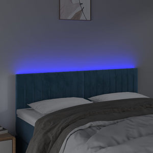 Testiera a LED Blu Scuro 144x5x78/88 cm in Velluto cod mxl 47944