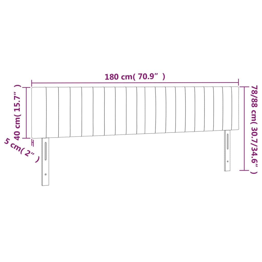 Testiera a LED Blu Scuro 180x5x78/88 cm in Velluto 3121914