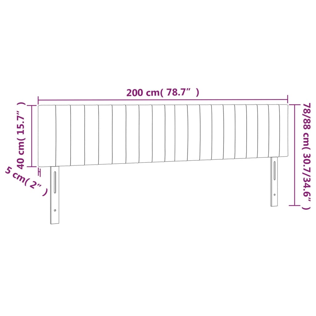 Testiera a LED Grigio Scuro 200x5x78/88 cm in Velluto cod mxl 47252