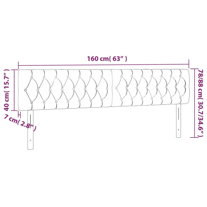 Testiera a LED Marrone Scuro 160x7x78/88 cm in Tessuto 3121957